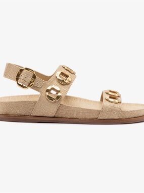 Larroude Milan Sport Sandal In Beige Raffia